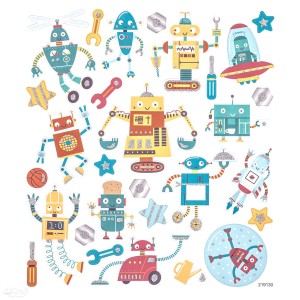 Naklejki z brokatem Roboty 28 sztuk, Dp Craft