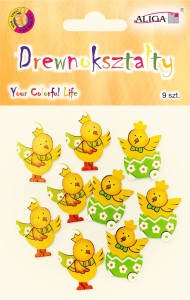 Kształty drewniane kurczaczki 9 sztuk 2 wzory, Aliga