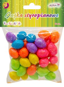Jajka styropianowe kolorowe brokatowe 2,5 cm 40 sztuk, Aliga