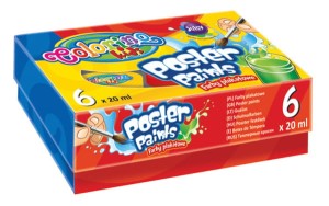 Farby szkolne plakatowe zestaw 6 kolorów x 20 ml, Colorino