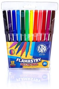 Flamastry szkolne zestaw 12 kolorów Astra