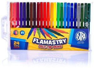 Flamastry szkolne zestaw 24 kolory Astra w foliowym opakowaniu