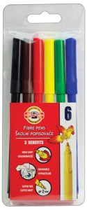 Flamastry szkolne zestaw 6 kolorów Koh i Noor