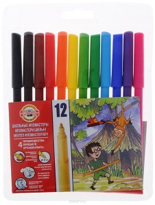 Flamastry szkolne zestaw 12 kolorów Koh i Noor