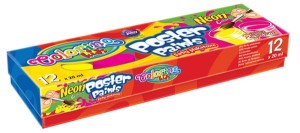 Farby szkolne plakatowe zestaw 12 kolorów x 20 ml Neonowe, Colorino