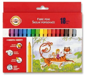 Flamastry szkolne zestaw 18 kolorów Koh i Noor