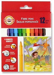 Flamastry szkolne zestaw 12 kolorów Koh i Noor