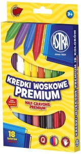 Kredki woskowe 18 kolorów Premium Astra