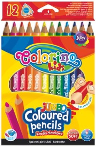 Kredki ołówkowe grube 12 kolorów Jumbo trójkątne Colorino