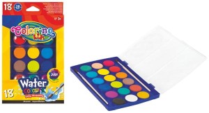 Farby wodne akwarelowe zestaw 18 kolorów duża pastylka, Colorino