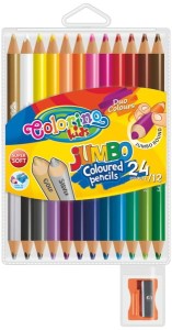 Kredki dwustronne grube 12 sztuk = 24 kolory Jumbo okrągłe Colorino