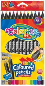Kredki ołówkowe grube 12 kolorów Jumbo trójkątne Colorino