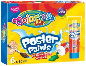 Farby plakatowe w tubach zestaw 6 kolorów x 35 ml, Colorino