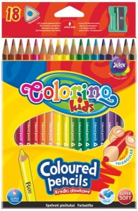 Kredki ołówkowe trójkątne zestaw 18 kolorów z temperówką Colorino