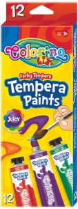 Farby w tubach tempera zestaw 12 kolorów x 12 ml, Colorino