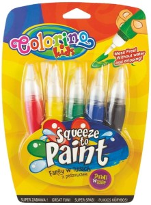 Farby plakatowe w tubach z pędzelkiem zestaw 5 kolorów, Colorino