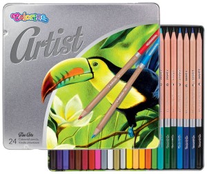 Kredki ołówkowe w metalowym pudełku 24 kolory okrągłe Colorino Artist