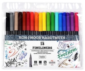Cienkopisy zestaw 18 kolorów 0,3 mm, Koh i Noor