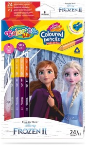 Kredki ołówkowe dwustronne Disney Frozen 12 sztuk 24 kolory trójkątne Colorino