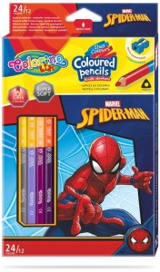 Kredki ołówkowe dwustronne Disney Spiderman 12 sztuk 24 kolory trójkątne Colorino