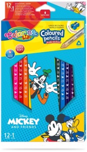 Kredki ołówkowe Disney Mickey 12+1 kolorów trójkątne Colorino