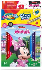 Kredki ołówkowe Disney Minnie 12+1 kolorów trójkątne Colorino