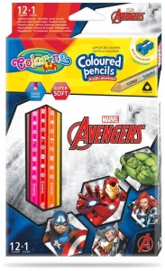 Kredki ołówkowe Disney Avengers 12+1 kolorów trójkątne Colorino