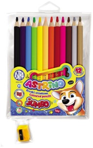 Kredki ołówkowe grube 12 kolorów Jumbo + temperówka Astrino, Astra