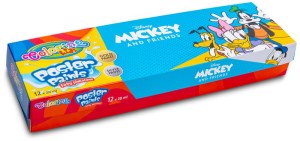 Farby plakatowe Disney Mickey zestaw 12 kolorów x 20 ml, Colorino