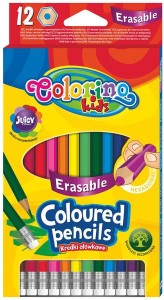 Kredki ołówkowe z gumką 12 kolorów wymazywalne Colorino