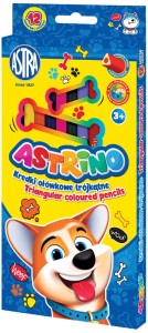 Kredki szkolne ołówkowe trójkątne 12 kolorów Astrino Astra