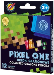 Kredki grafionowe z glinki kaolinowej 12 kolorów Pixel One, Astra
