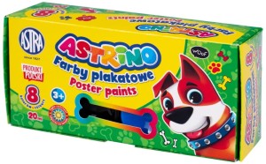 Farby szkolne plakatowe zestaw 8 kolorów x 20 ml Astrino, Astra