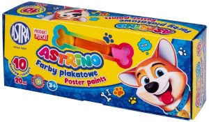 Farby szkolne plakatowe zestaw 10 kolorów x 20 ml Astrino, Astra