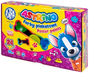 Farby szkolne plakatowe zestaw 24 kolory x 20 ml Astrino, Astra
