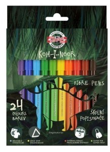 Flamastry szkolne zestaw 24 kolory Dino Koh i Noor