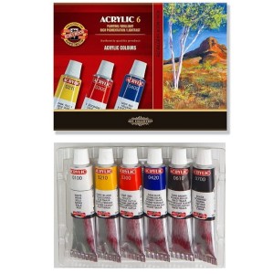 Farby akrylowe zestaw 6 kolorów x 40 ml, Koh i Noor