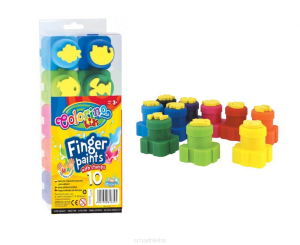 Farby do malowania palcami zestaw 10 kolorów z pieczątkami, Colorino