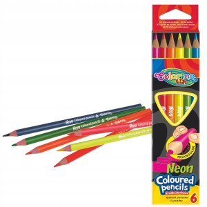 Kredki ołówkowe neonowe 6 kolorów trójkątne Colorino