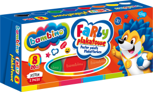 Farby szkolne plakatowe Bambino zestaw 8 kolorów x 20 ml