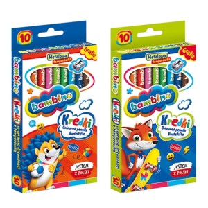 Kredki ołówkowe grube Bambino 10 kolorów z temperówką Jumbo