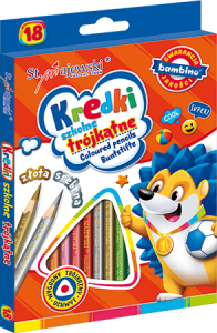 Kredki ołówkowe Bambino 18 kolorów trójkątne