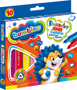 Flamastry szkolne Bambino trójkątne zestaw 10 kolorów St. Majewski