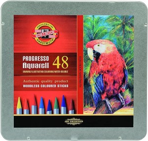 Kredki bezdrzewne akwarelowe Progresso Aquarel 48 kolorów w metalowym pudełku Koh i Noor