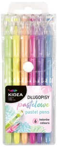 Długopisy pastelowe z kryształową końcówką 6 kolorów, Kidea