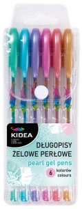 Długopisy żelowe perłowe zestaw 6 kolorów Kidea