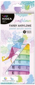 Farby akrylowe w tubkach pastelowe 12 kolorów x 12 ml, Kidea