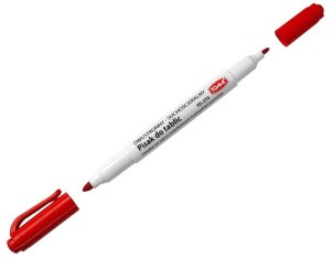 Marker suchościeralny dwustronny czerwony 0,8-1,5 mm do tablic Toma