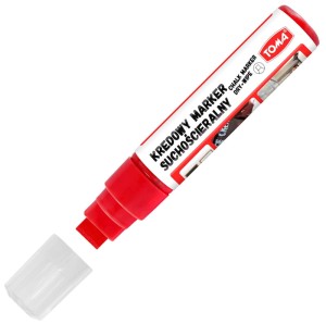 Marker kredowy czerwony gruby 8x15 mm ścieralny na sucho Jumbo Toma