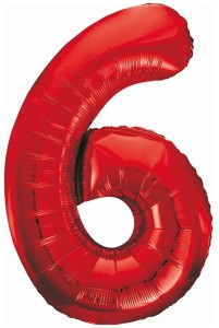 Balon foliowy Cyfra 6 czerwona 85 cm, GoDan